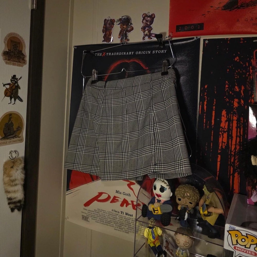 Plaid Mini Skirt - Gray Checked A-Line
